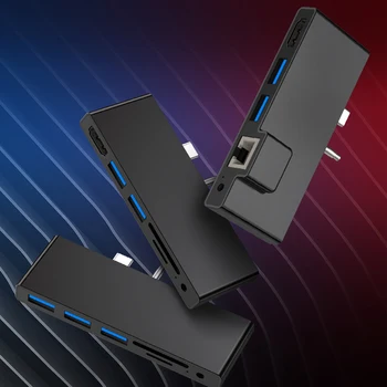 

Rocketek USB HUB card reader 3.0 4K HDMI 1000Mbps Gigabit Ethernet adapter SD/TF micro SD 3.5MM audio for Microsoft Surface GO