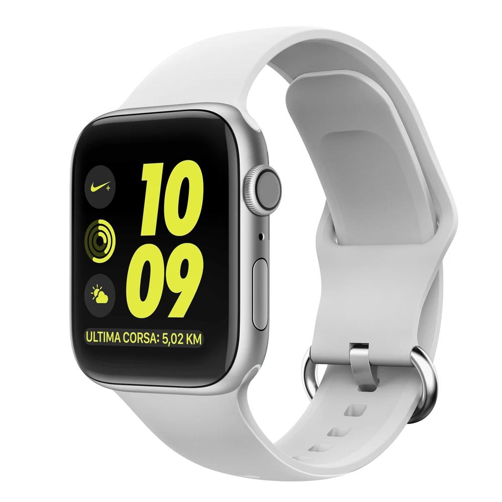 white Спортивный ремешок для Apple watch 44 мм 40 мм iWatch 38 мм 42 мм жидкий силиконовый ремешок для часов Браслет Apple watch 5 4 3 2 1 44 40 - Цвет ремешка: white