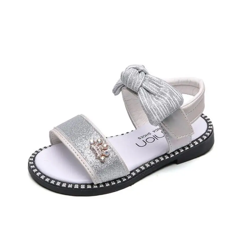 Kids Sandals Girls Shoes New Summer Bowknot Fashion Princess Girls Sandals Children Diamond Sandals For Girls Sneakers - Цвет: White