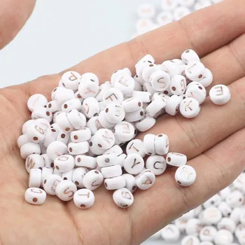 

200/300/500PCS Mixed Russian Rose Gold Letter Acrylic Beads Round Alphabet Beads For Jewelry Making Handmade Diy Bracelet