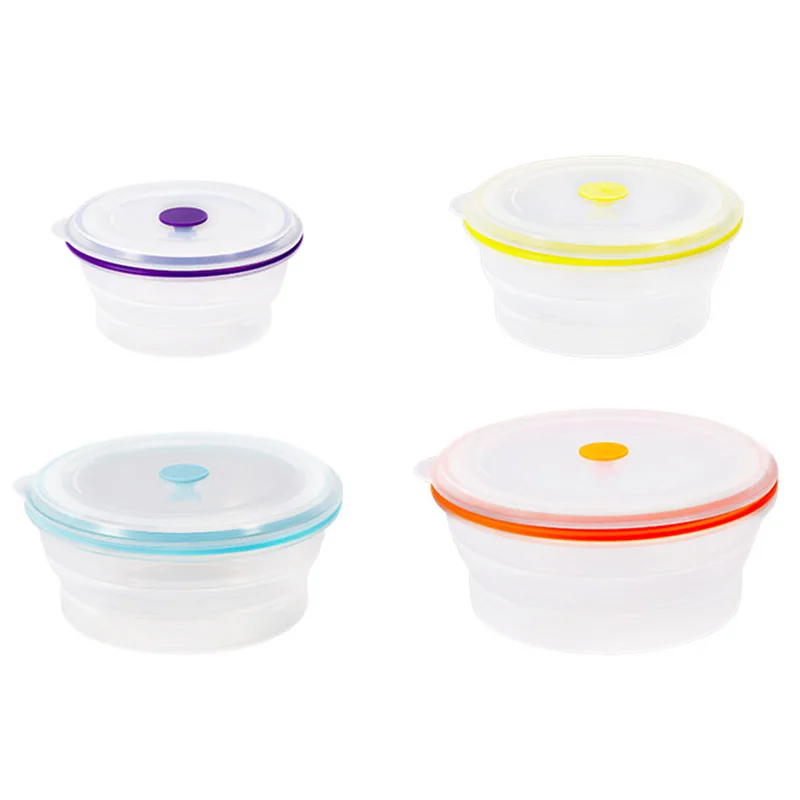 

Hot New Round Silicone Folding Fresh Box Folding Bowl Microwave Lunch Box Fresh Box Round Sealed Bowl Tableware