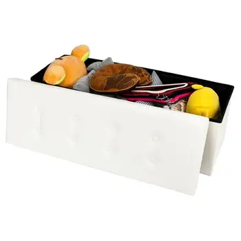 

Practical PVC Leather Rectangle Shape with Leather Button Footstool Large Size white,pouf,ottoman storage, stool,storage bench .