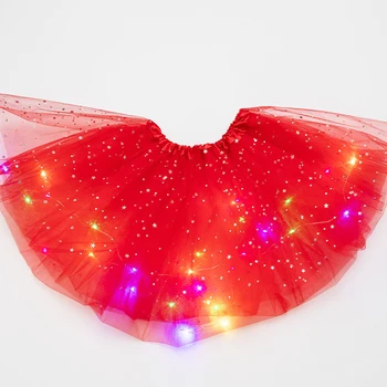 

Girls Fashion Fluffy Magic Light Tutu Skirt Clothes Pettiskirt Dancewear Party Glitter Stars Sequin Tulle Kids Ballet Princess