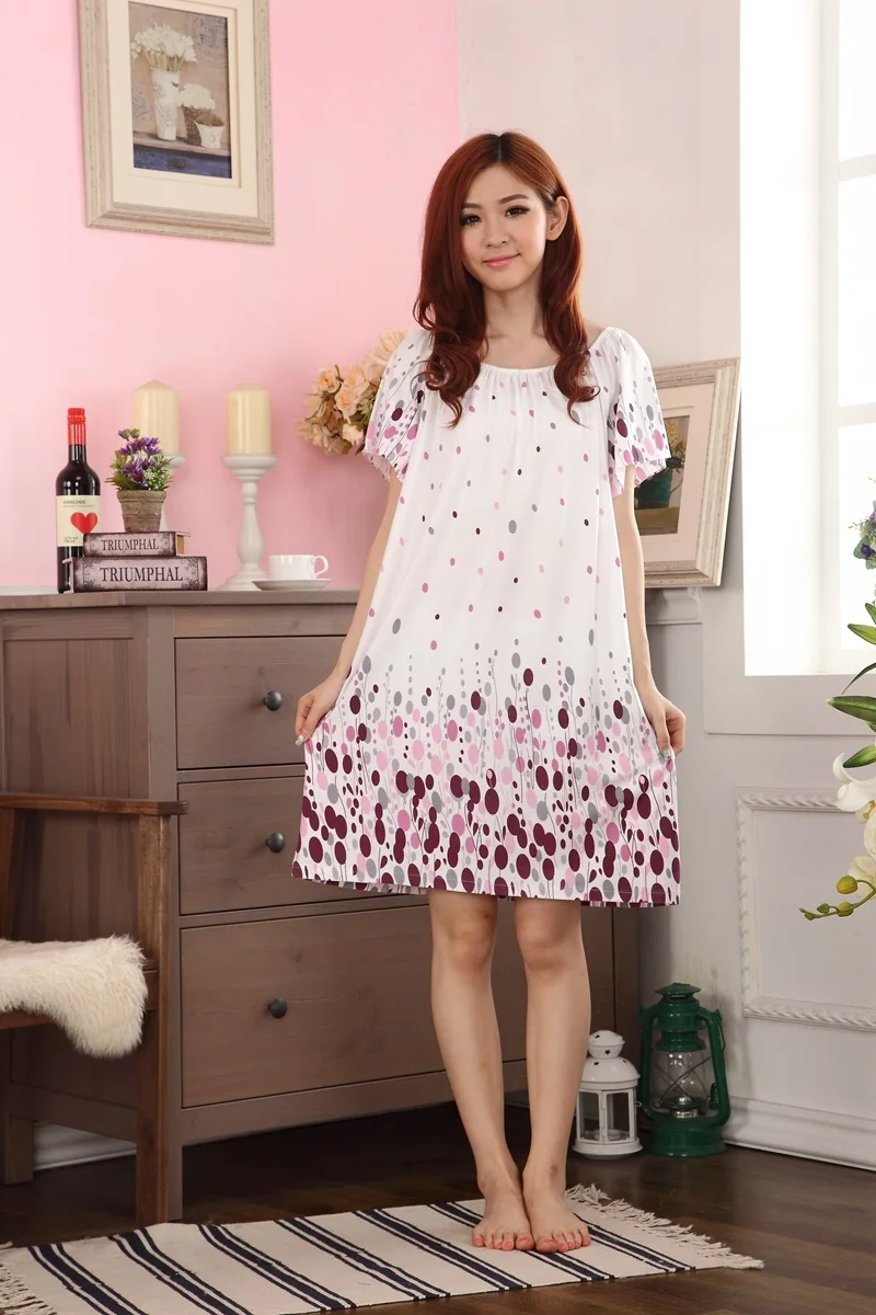 Summer Women's Modal City Special Offer Plus-sized Pajamas Short Sleeve Women's Fat Mm Nightgown Dress