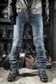 Мужские ковбойские мотоциклетные брюки, синие/черные защитные брюки для мотокросса, 2020 год - фото