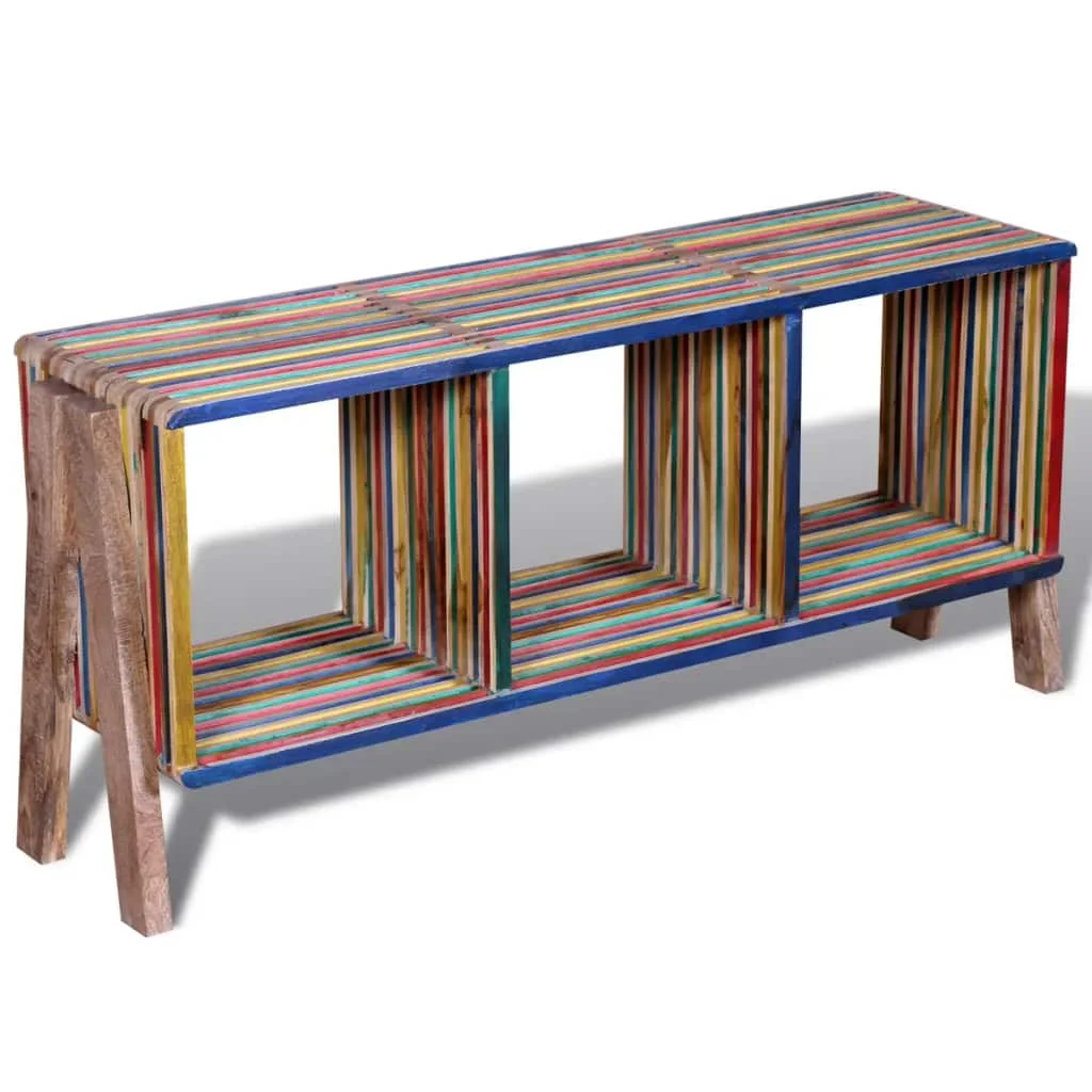 

Hot Multicolor Tv Stand Living Room Furniture Traditional Recycled Teak TV Table with 3 Stackable Drawers for Entertainment