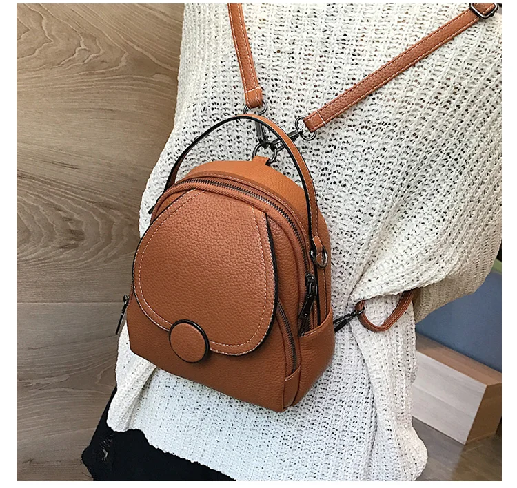 Designer Fashion Women Leather Backpack Mini Soft Touch Multi-Function Small Backpack Female Ladies Shoulder Bag Girl Purse