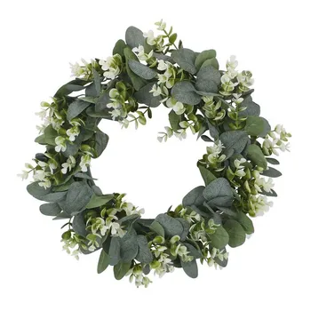 

Green Eucalyptus Wreath for Front Door- Handicraft Bamboo Frame with Versatile Silk Leaves - Spring & Summer Decorating