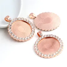 Новая мода, 2 шт, 25 мм, внутренний размер, светильник, покрытый розовым золотом, прозрачные стразы, кабошон, основа, установка, Подвески(A3-19