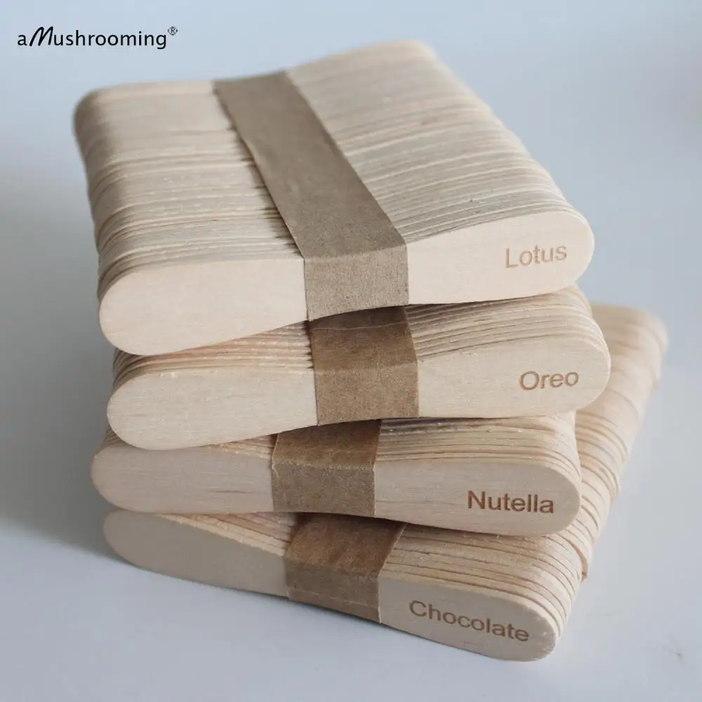 

200 Personalized Popsicle Sticks Bowtie Sticks Flat Ice Cream Spoon Pop Sticks 94mm Wedding DIY invitation card Cake topper wood