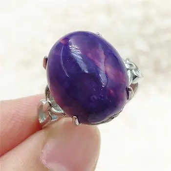 

Genuine Natural Purple Charoite Adjustable Ring Gemstone 16x13mm Russia 925 Sterling Silver Fashion Ring AAAAAA