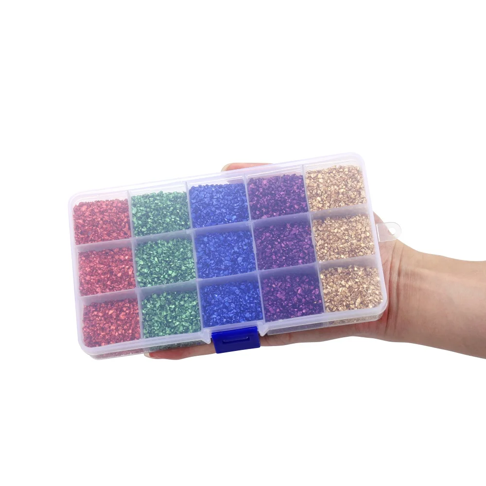 300 gr/schachtel Glas Metall zerkleinerte Steine Silikon harz Füllungen Kit für DIY Epoxidharz Form Nail Art Dekoration Füller Handwerk – Detail 3