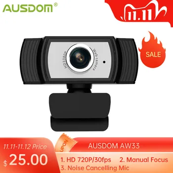 

AUSDOM AW33 Webcam Full HD 1080P USB Camera For Video Conference or Skype With Noise Cancellig Mic Streaming Web Camera