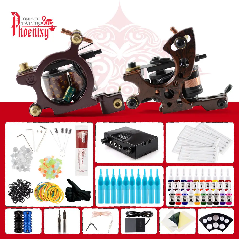 20 Colors Ink Set Полные инструменты для татуировок 2 татуировки машины Татуировка пистолет многоцветные татуировки пигмент водонепроницаемый тату Макияж Набор татуировок набор - Цвет: 20 Colors Ink Set