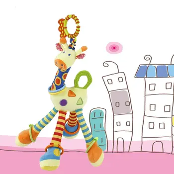 

Plush Lovely Giraffe Toy Developmental Interactive Infant Baby Handbells Rattles Soft Handle Toys For Crib High Chair