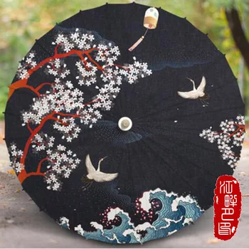 

Black Vintage Paper Wedding Umbrella Cosplay Prop Decor Photography Bridal DIY Craft Bamboo Sunshade Paper Parasol Umbrellas