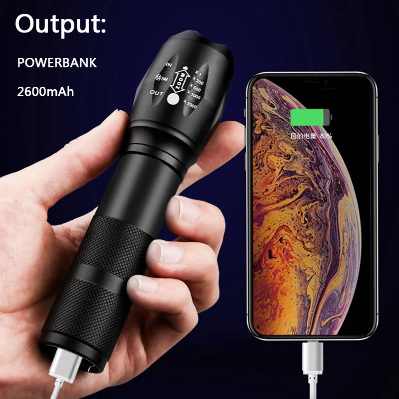 Тактический фонарик Litwod z30 с USB зарядкой CREE XM L2 T6 светодиодный увеличением внешний