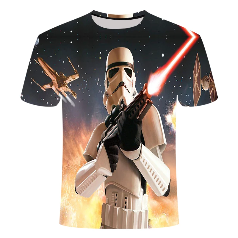Уличная футболка с 3D принтом «Звездные войны» для мужчин и женщин, летние Забавные футболки с короткими рукавами, модная повседневная одежда, футболка 6XL размера
