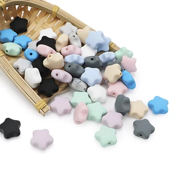 

100Pcs Star Silicone Beads Baby Teether Star Shape Baby Teething Loose Beads for Making Baby Teething Pacifier Chain