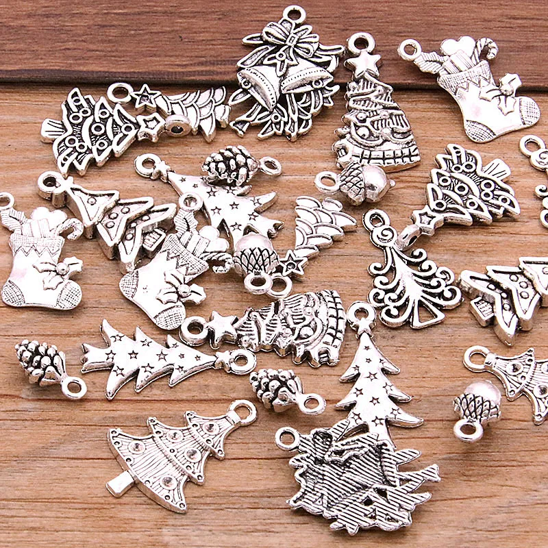 30Pcs Christmas Pendant Charms Gold Plated Enamel Christmas Charms Alloy  Christmas Charms Bulk Jewelry Findings for Jewelry Making Supplies Craft 