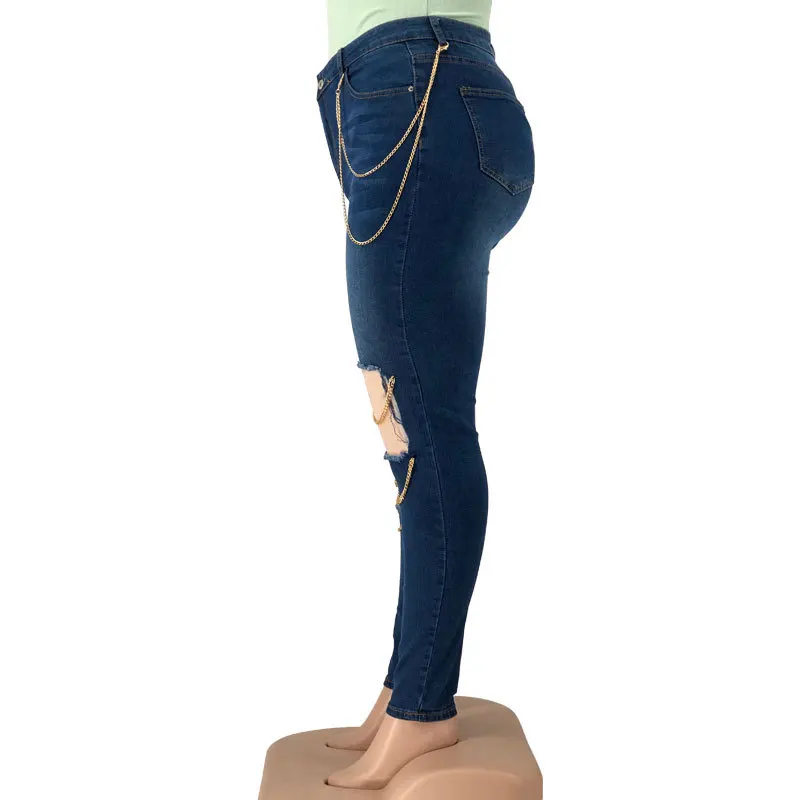 de lápis denim bodycon rua atacado calças de brim de tamanho grande