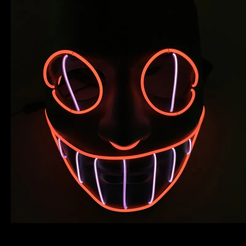 B унисекс маска Хэллоуин EL холодный свет светящийся светодиодный маска призрак Танцевальная вечеринка и бар экологически чистый пластиковый светящийся светодиод маска