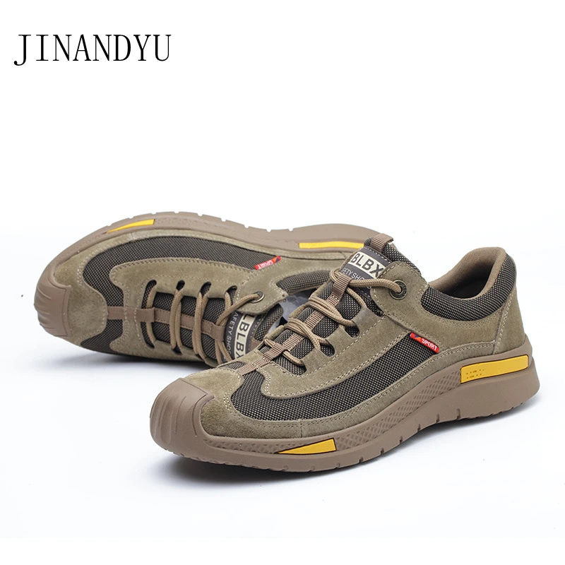 

Steel Toe Safety Shoes Protective Work Shoes Fashion Breathable Casual Boots Labor Insurance Puncture Safety Shoes Cow Suede