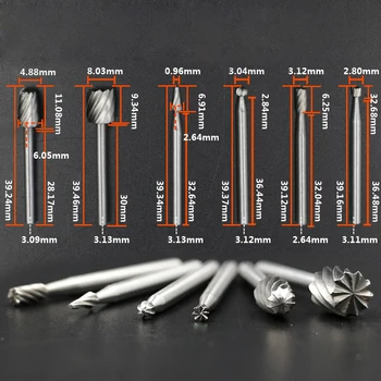 

HSS Routing Router Drill Bits Set Carbide Rotary Burrs Tools Wood Stone Metal Root Carving Milling Cutter Mini