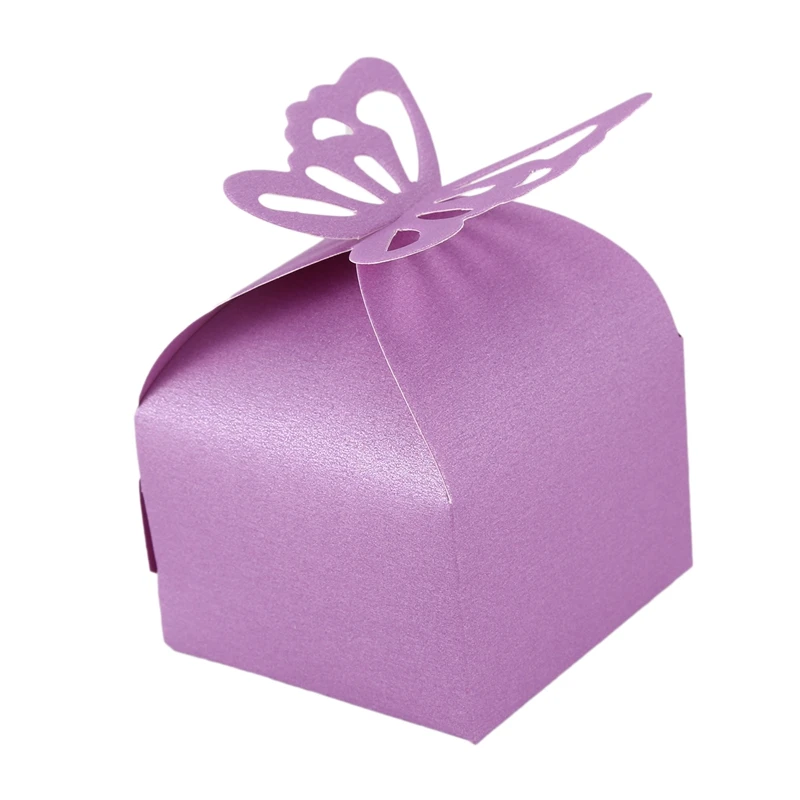 50 шт бабочка подарок конфеты коробки торт стиль для свадебной вечеринки фиолетовый