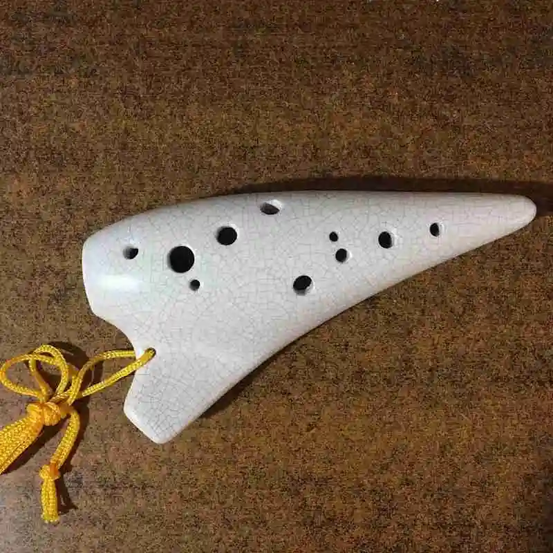 

Ocarina Flute 12 Hole Alto C Ceramic Instrument White Best Gift