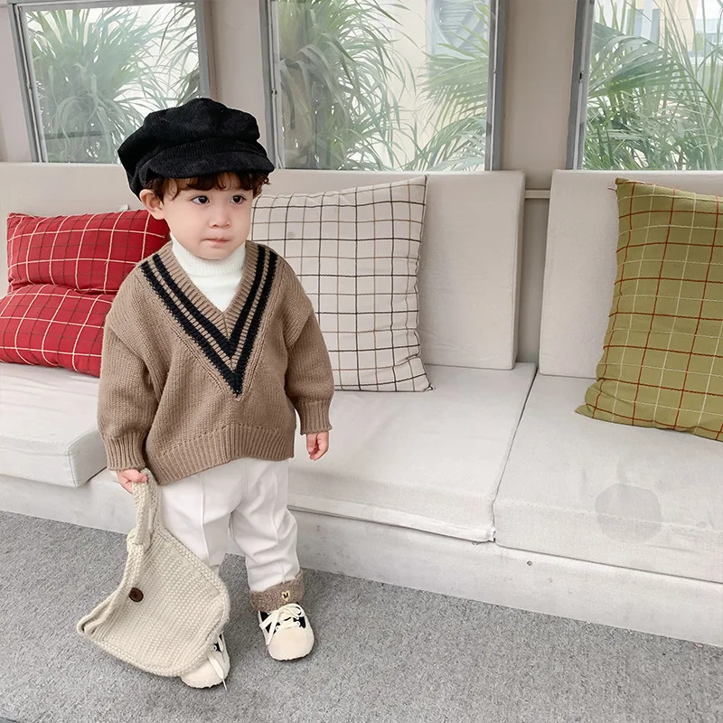 Вязаный свитер для девочек, Модный Зимний пуловер для девочек 1-6 лет