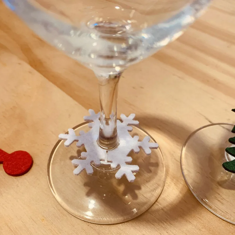 10pcs Christmas Cup Decoration Card Ring Home Decoration Felt Christmas New Year Party Supplies New Year Navidad