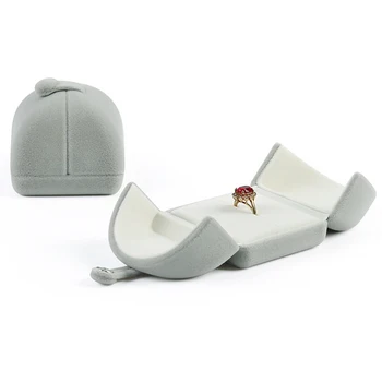 

Dustproof Universal Double Open Gift Package Desktop Accessories Jewelry Box Ring Case Long Plush Dressing Table Travel Earrings