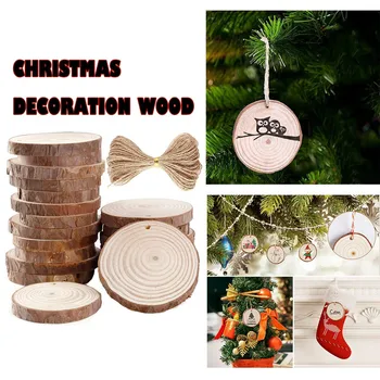 

10 Pieces 6-7 cm Unfinished Predrilled Wood Slices Round Log Christmas Home Decoration Multifunctional Decor Product