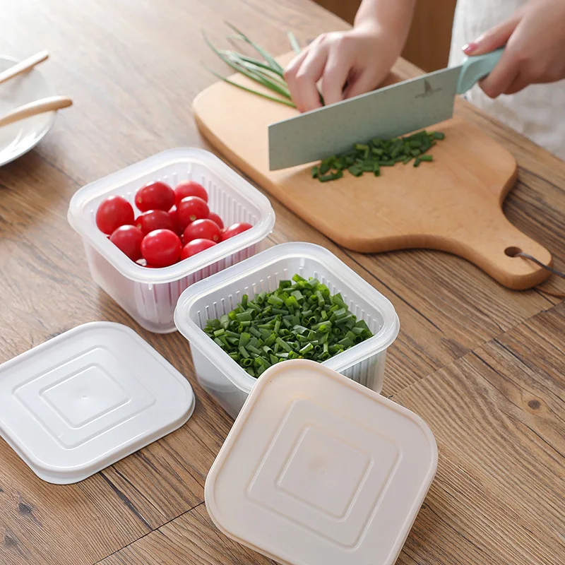 

Drain Sealed Storage Box For Ginger Garlic Onion Refrigerator Crisper Storage Fruit Food etc Drawer Kitchen Storage Organizer