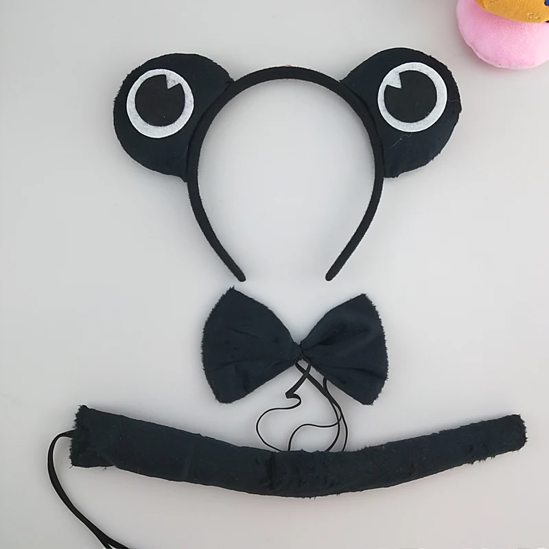 Детская повязка на голову с ушками животных для мальчиков и девочек; комплект с галстуком-бабочкой и хвостом для детей и взрослых; карнавальный костюм; вечерние аксессуары для волос - Цвет: 46