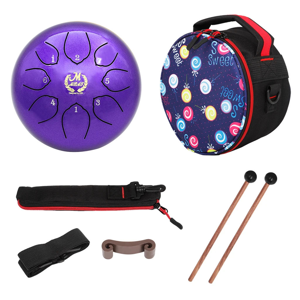6Inch Lotus Steel Tongue Drum Hand Pan Drum Percussion Instrument w/ Mallets & Carrying Bag for Personal Meditation Yoga Zen