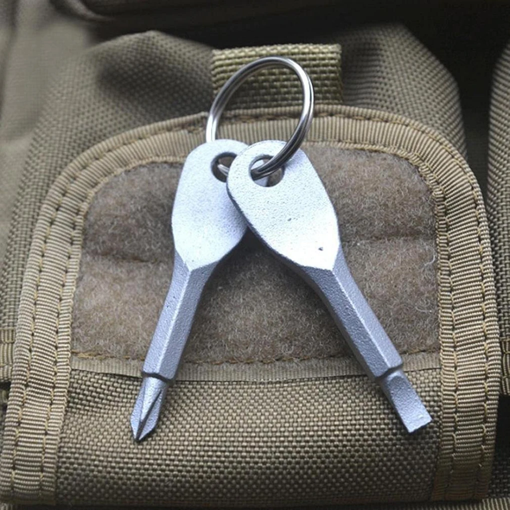 Portable Phillips Slotted Screwdriver Key Ring keyring Hike Outdoor Multi Mini Pocket Repair Tool Gadget Camping Accessories