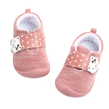 

Spring Newborn Baby Girl First Walker Shoes Dots Soft Cotton Toddler Crib Infant Little Sole Anti-slip Children Shoes 6-24M