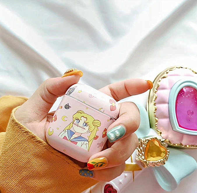 Милый розовый чехол Sailor Moon для airpods, аксессуары с героями мультфильмов для Airpods, сумка для зарядки, Bluetooth наушники, защитный чехол, чехол