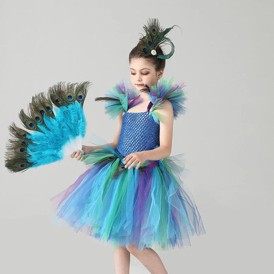 Pavo Real vestido de tutú de pluma de pavo real Cosplay disfraces de  Carnaval para chico fiesta de Halloween disfraz Purim niño niña ropa| Vestidos| - AliExpress
