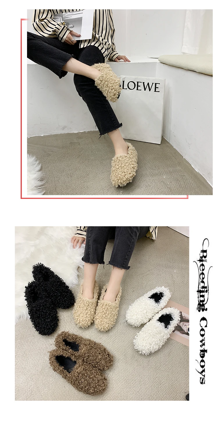 Slip On Shoes For Women Flats Women's Moccasins Shallow Mouth Loafers Fur All-Match Modis Casual Female Sneakers Round Toe