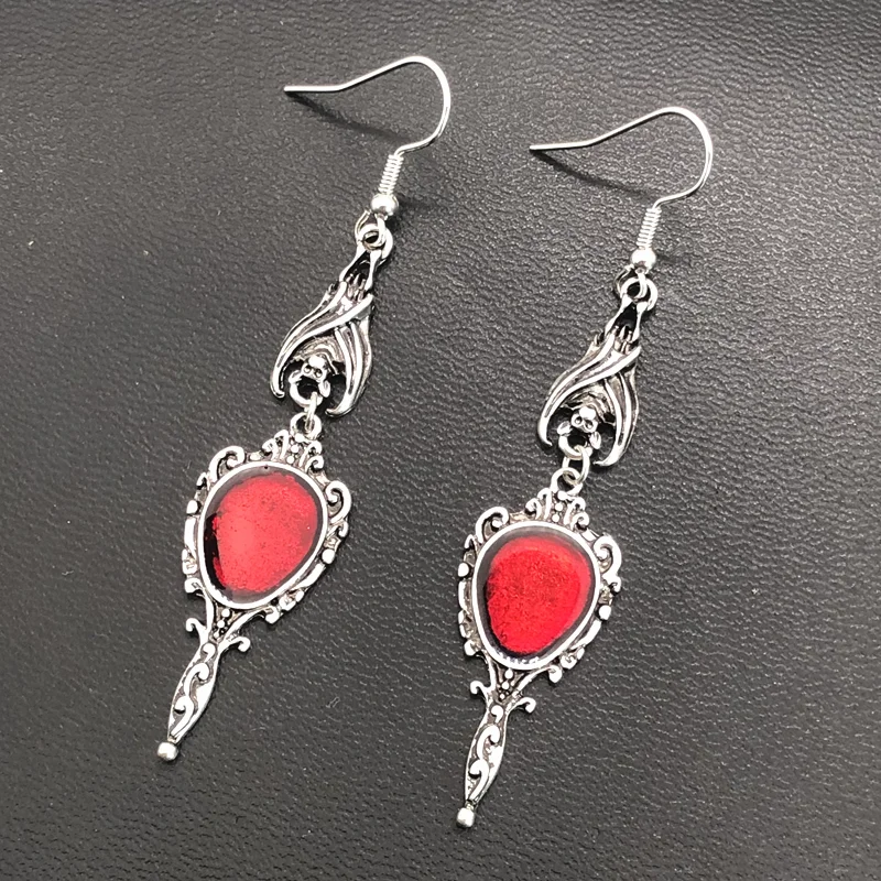 Orecchini pendenti con specchio magico vintage pipistrello vampiro Punk gotico pendenti Grunge Goblincore Emo Accessori  36