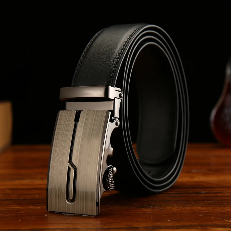 style 1 black Дизайнерский высококачественный брендовый мужской ремень из натуральной кожи, автоматическая пряжка, золотой известный мужской ремень, простой ковбойский ремень - Цвет: style 1 black