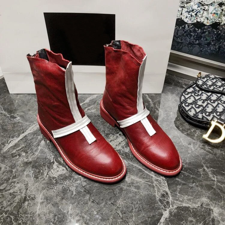 

BELLECOM Autumn 2019 New Mid-heel Shoes with Back Zippers British Wind Leather Martin Boots Locomotive Boots