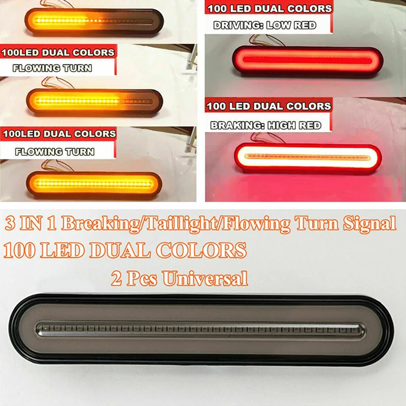 

12-24V Tail Lights IP67 Flowing Brake Rear 2835 SMD PC + ABS Waterproof