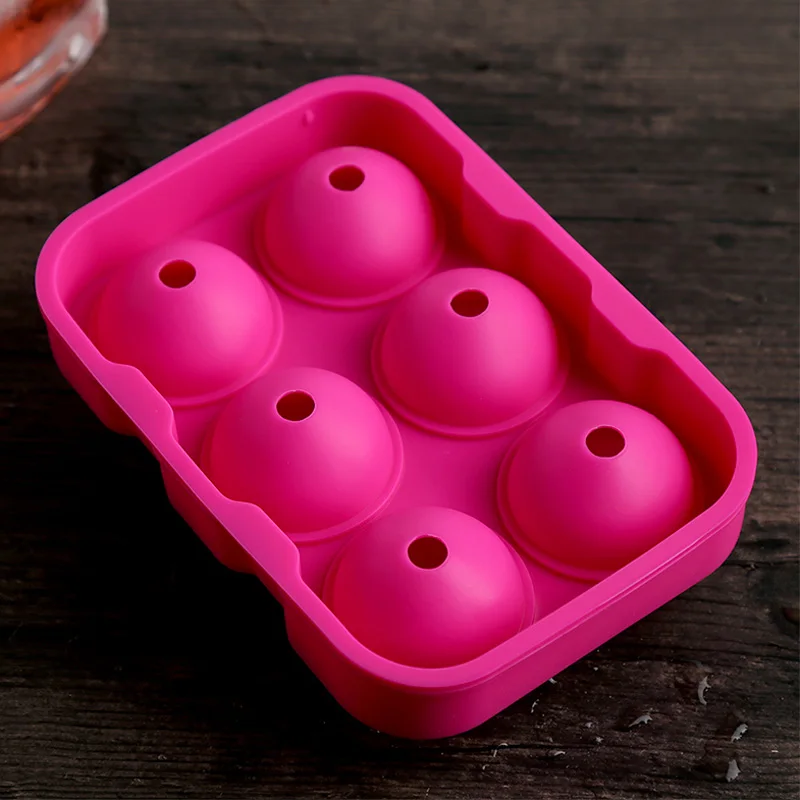 Large Round Ice Ball Maker 6 Holes Silicone Ice Cube Tray Mold Bar Party Whiskey Ice Mold Silicone Sphere shaped Ice Cube Maker (4)