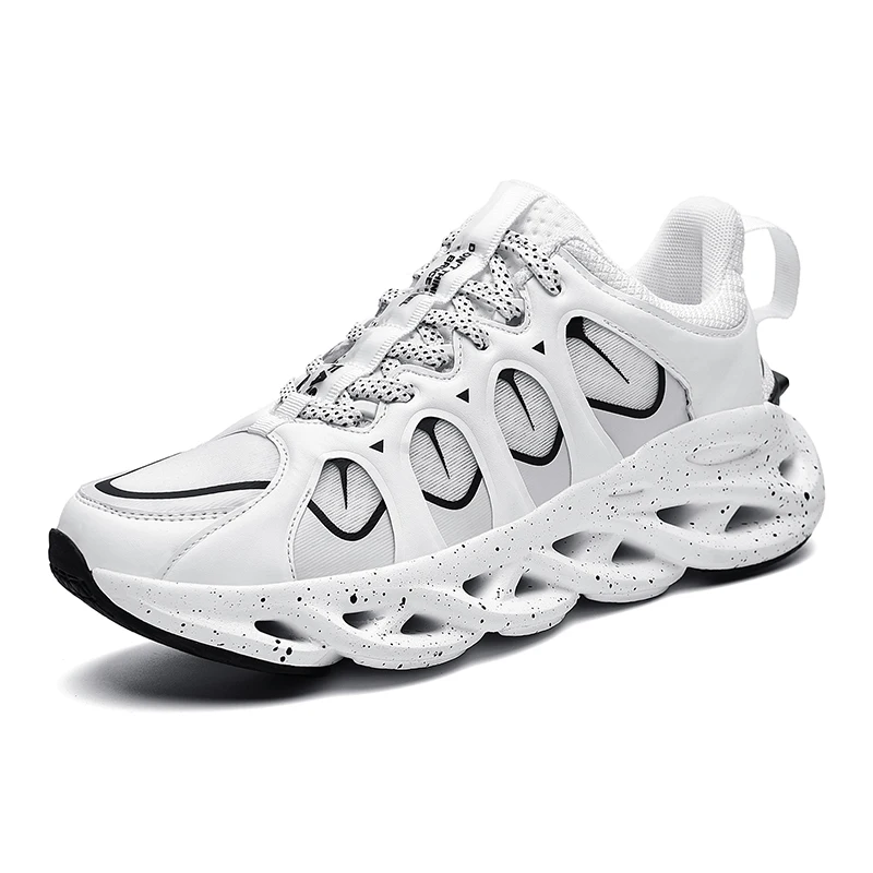 Список полые мягкие беговые кроссовки для мужчин высокого качества спортивная уличная спортивная обувь Фитнес Платформа беговые кроссовки - Цвет: White