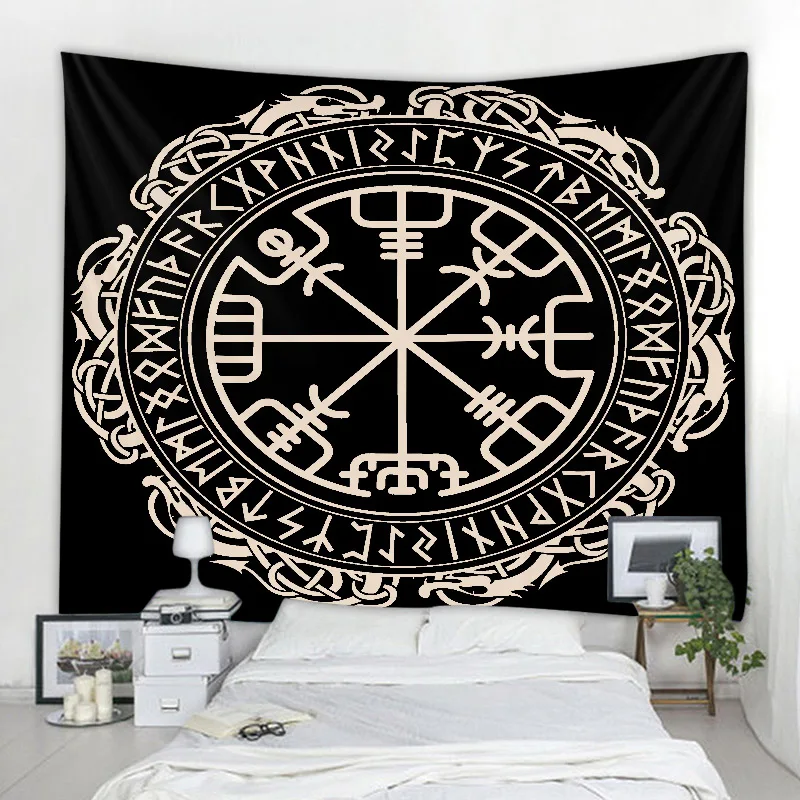 Retro Pirate Ship Rune Skull Elephant Tapestry Tapestry Hippie Psychedelic Bohemian Wall-mounted Living Room Bedroom Decoration