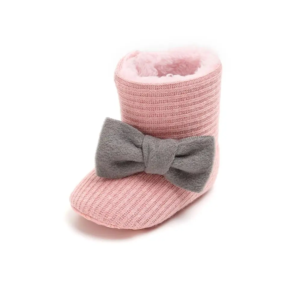 Pink plus gray Romirus/Высококачественная зимняя детская обувь на мягкой подошве; теплая хлопковая детская обувь и ботинки - Color: Pink plus gray